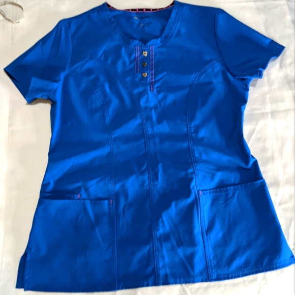 Heartsoul Royal Blue Women's Scrub Top - Picture 1 of 8